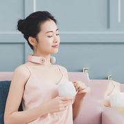 Intelligent Shoulder and Neck Massage Instrument PGG Cervical Spine Physiotherapy Massage Heating Multi-function Neck Protection Instrument, Style:Without Patch(Pink)