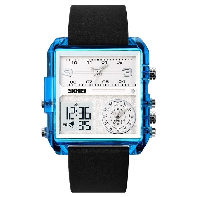 SKMEI 2021 Square Large Dial Triple Movement Men Sports Watch(Transparent Blue)