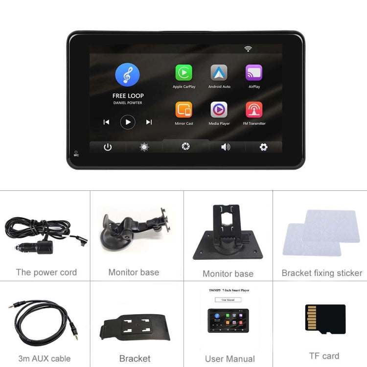 A3135 7 Inch HD Wired Smart Screen With Wireless CarPlay + Android Auto + Android With With 32G Memory Card