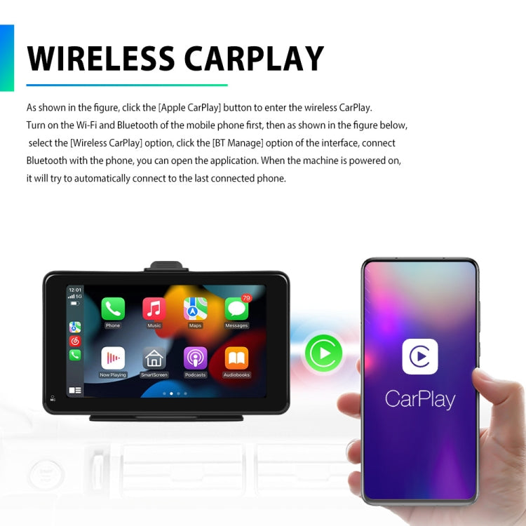 A3135 7 Inch HD Wired Smart Screen With Wireless CarPlay + Android Auto + Android With With 32G Memory Card
