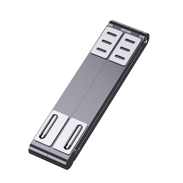 Oatsbasf 03040 Metal Mini Notebook Stand Aluminum Alloy Computer Cooling Folding Bracket(Grey)