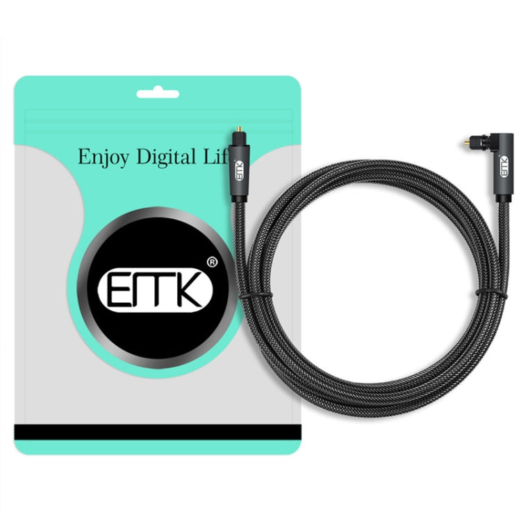 EMK 90 Degree Swivel Adjustable Right Angled 360 Degrees Rotatable Plug Nylon Woven Mesh Optical Audio Cable, Cable Length:5m(Black)