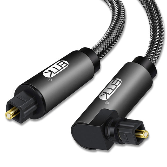 EMK 90 Degree Swivel Adjustable Right Angled 360 Degrees Rotatable Plug Nylon Woven Mesh Optical Audio Cable, Cable Length:8m(Black)