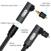 EMK 90 Degree Swivel Adjustable Right Angled 360 Degrees Rotatable Plug Nylon Woven Mesh Optical Audio Cable, Cable Length:8m(Black)