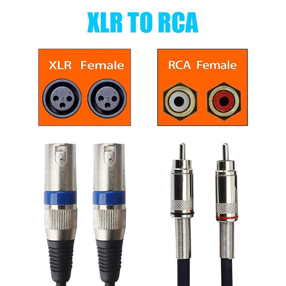2RCA Male 2XLR Caron Female Speaker Audio Balance Cable, Length:5m