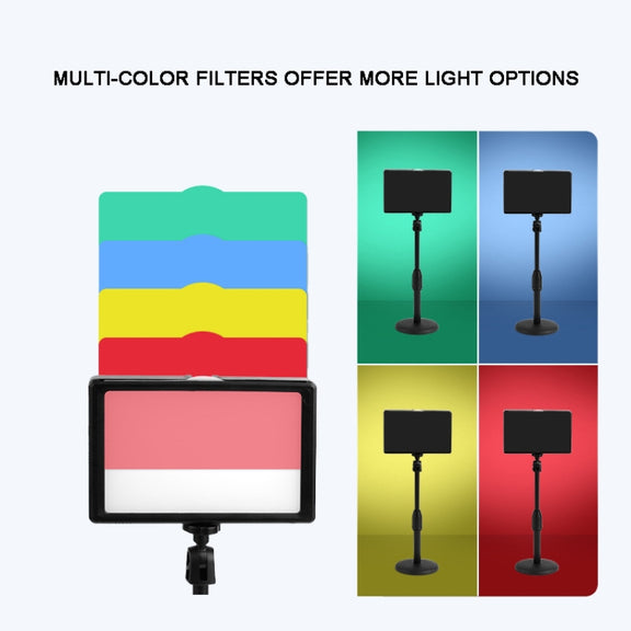 6 Inch 3200-5500K Three-color Temperature Photography Flat-panel Live Fill Light,Spec: 2.1m Bracket