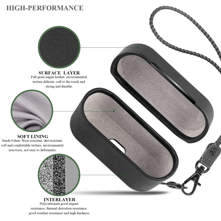 Wireless Earphone Protective Shell Leather Case Split Storage Box For Airpods Pro( Green)