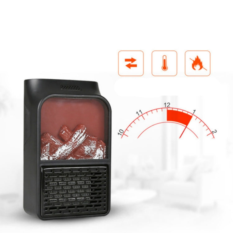 Flame Simulation Mini Portable Desktop Heater, Style:Without Remote Control, Plug Type:EU(Black)