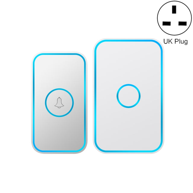 CACAZI A78 Long-Distance Wireless Doorbell Intelligent Remote Control Electronic Doorbell, Style:UK Plug(Bright White)