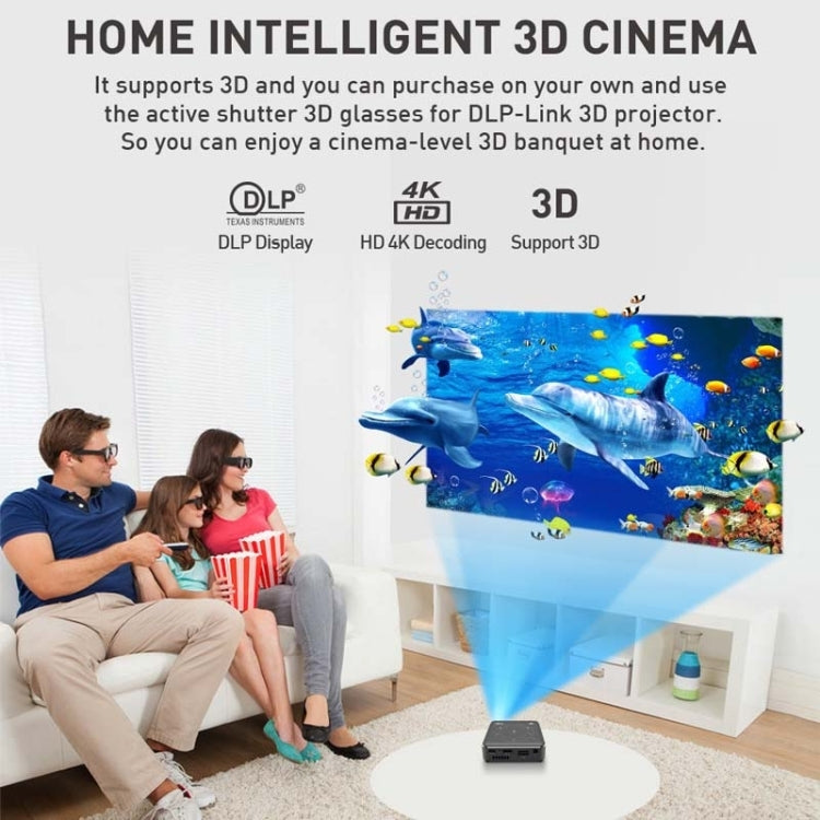P11 4K HD DLP Mini 3D Projector 4G + 32G Smart Micro Convenient Projector, Style:AU Plug(Black)