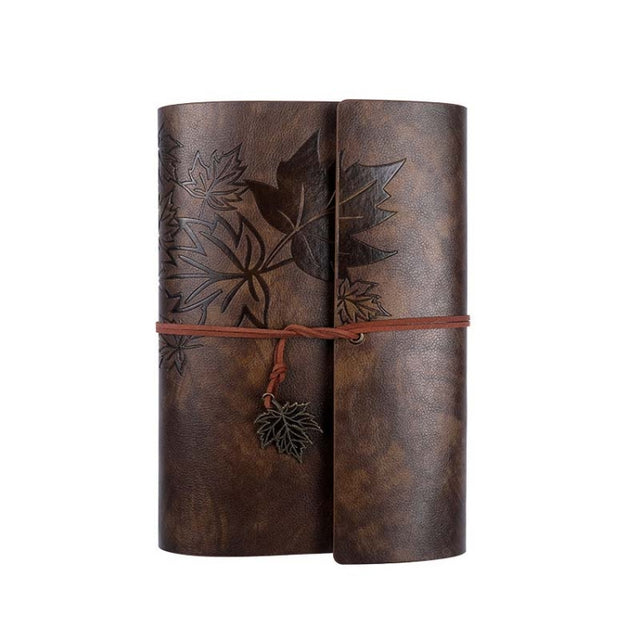 A7 PU Maple Retro Straps Handbook Loose-leaf Notebook(Dark Brown)