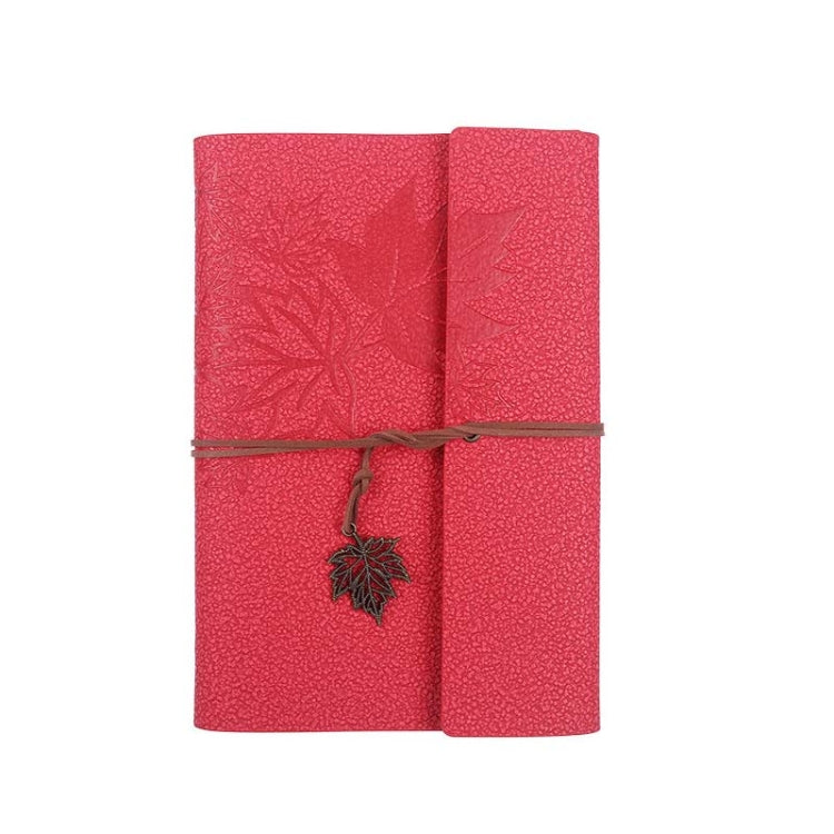 A6 PU Maple Retro Straps Handbook Loose-leaf Notebook(Red)