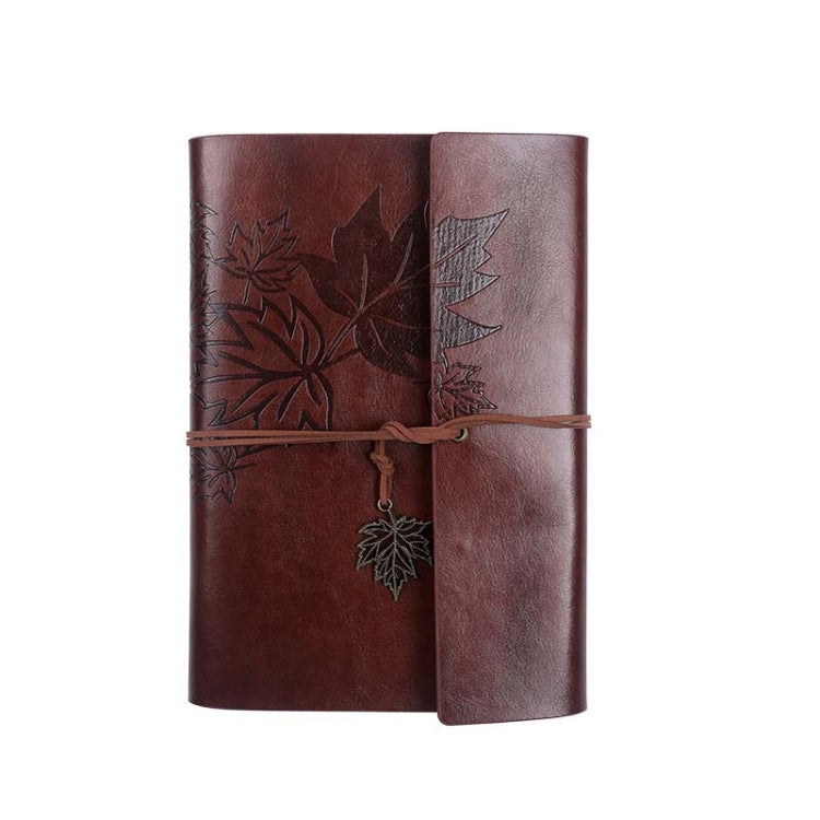 A6 PU Maple Retro Straps Handbook Loose-leaf Notebook(Coffee)