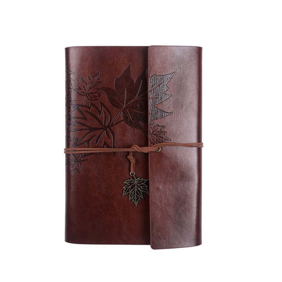 A6 PU Maple Retro Straps Handbook Loose-leaf Notebook(Coffee)