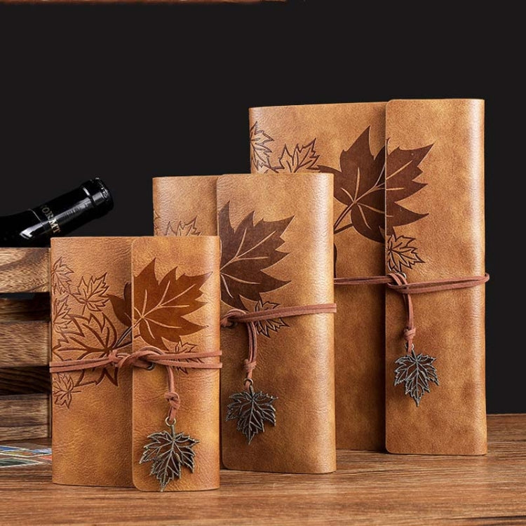 A5 PU Maple Retro Straps Handbook Loose-leaf Notebook(Coffee)