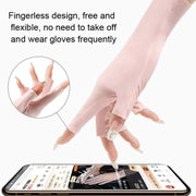 Ladies Sunscreen Gloves Half Finger Ice Silk Gloves,Style: Linked Finger(Black)