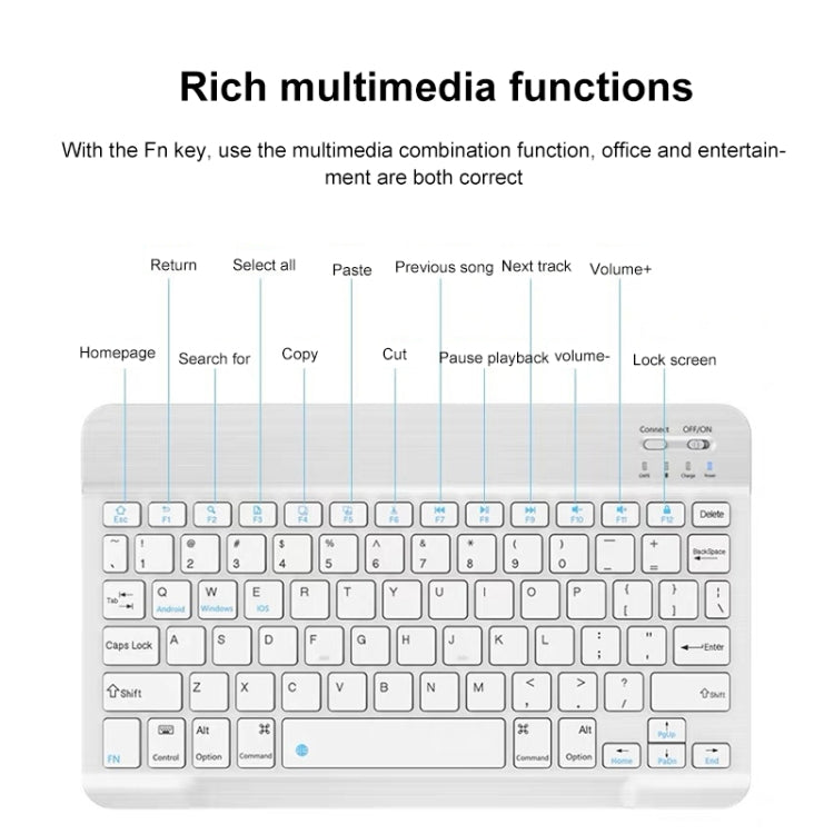 YS-001 9.7-10.1 Inch Tablets Phones Universal Mini Wireless Bluetooth Keyboard, Style:with Bluetooth Mouse(White)