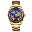 SKMEI 9194 Men Automatic Skeleton Mechanical Steel Band Watch (Golden Black Face) - free shipping - PMC TechLife - Order now!