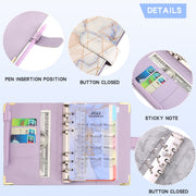 A6 Loose-leaf Notebook Budget Book Marbled Handbook,Style: Basic Model(Purple)