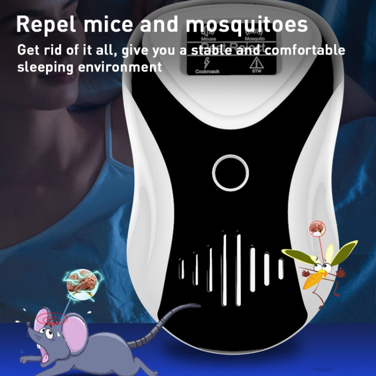 Ultrasonic Multifunctional Mouse Repeller Energy-Saving Silent Insect Repeller, Plug Type:UK Plug(Black White)