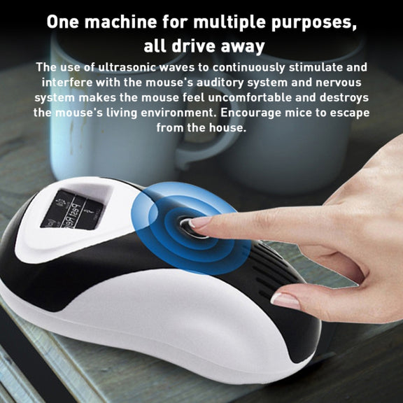 Ultrasonic Multifunctional Mouse Repeller Energy-Saving Silent Insect Repeller, Plug Type:EU Plug(Black White)