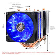 Desktop Computer 6 Copper Tube CPU Radiator Super Quiet Without Light 3-pin Double Fan