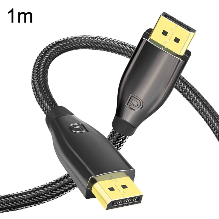 1m 1.4 Version DP Cable Gold-Plated Interface 8K High-Definition Display Computer Cable OD6.0MM 30AWG With Nylon Mesh(Black)