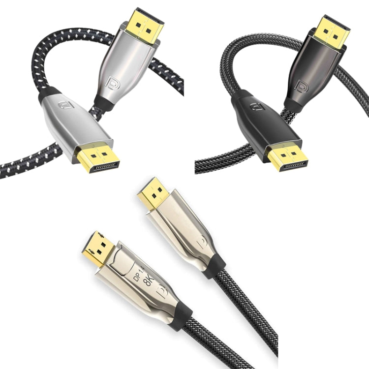 1m 1.4 Version DP Cable Gold-Plated Interface 8K High-Definition Display Computer Cable OD6.0MM 30AWG With Nylon Mesh(Gray)