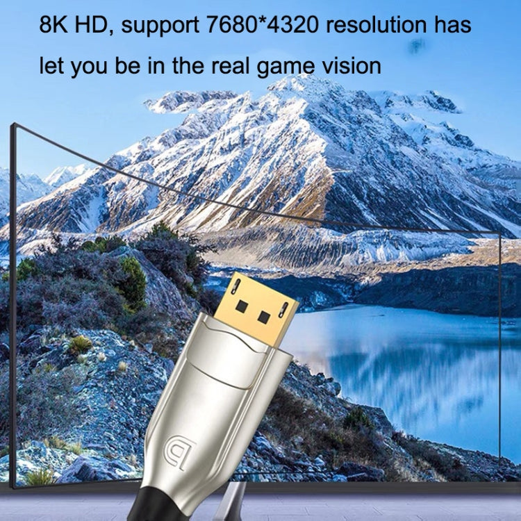 1m 1.4 Version DP Cable Gold-Plated Interface 8K High-Definition Display Computer Cable OD6.0MM 30AWG With Nylon Mesh(Gray)