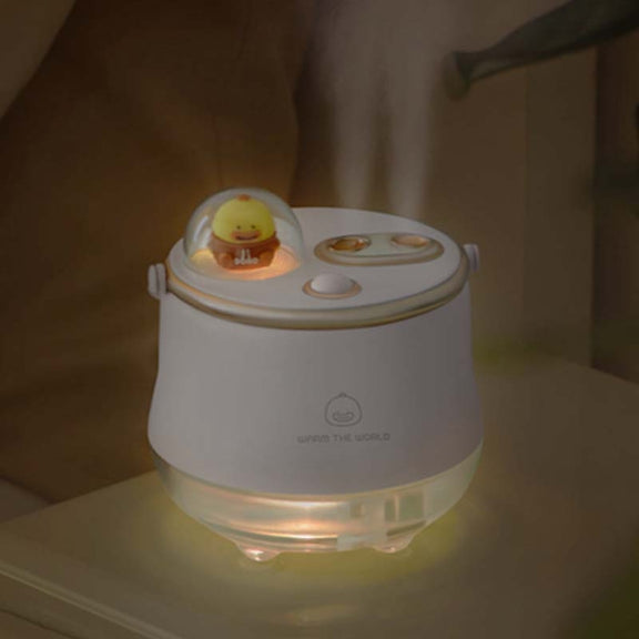 F08 Wired Water Replenishing Double Spray Humidifier LED Night Light Humidifier(White)
