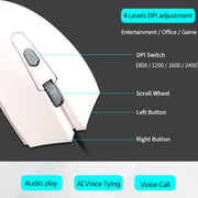 Pcsensor MOS4 4 Keys 2400DPI Game Intelligent Voice Recognition Input Mouse, Cable Length: 1.5m(Sound)