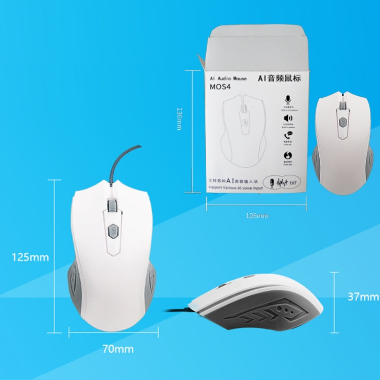 Pcsensor MOS4 4 Keys 2400DPI Game Intelligent Voice Recognition Input Mouse, Cable Length: 1.5m(Sound)