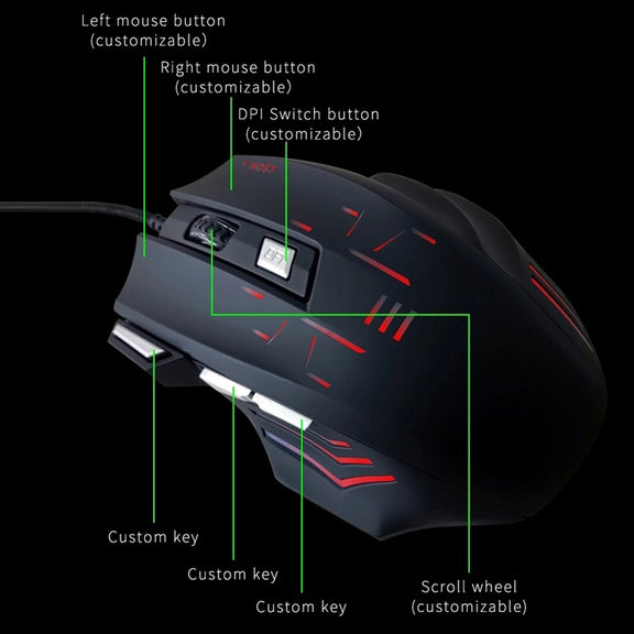 MOS7 7 Keys One-click Combo Custom Keyboard Shortcuts Game Mice, Cable Length: 2m(Black)