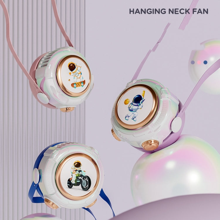 MD666-3 Cartoon Space Capsule Mini Portable Bladeless Hanging Neck Fan(Blue)