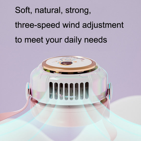 MD666-3 Cartoon Space Capsule Mini Portable Bladeless Hanging Neck Fan(Purple)