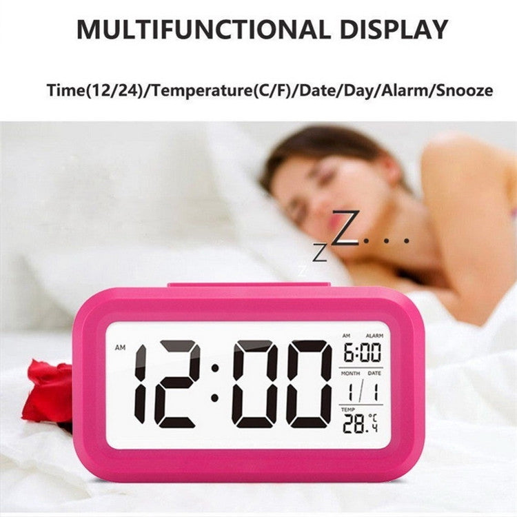 Temperature Type Lazy Snooze Alarm Mute Backlit Electronic Clock(Blue)