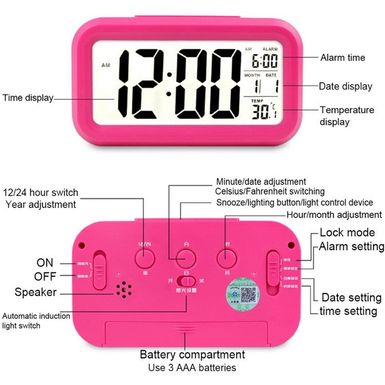 Temperature Type Lazy Snooze Alarm Mute Backlit Electronic Clock(Blue)