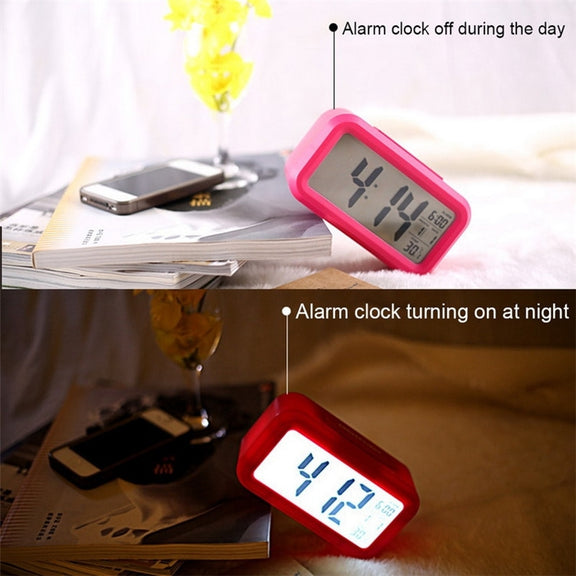 Temperature Type Lazy Snooze Alarm Mute Backlit Electronic Clock(Rose Red)