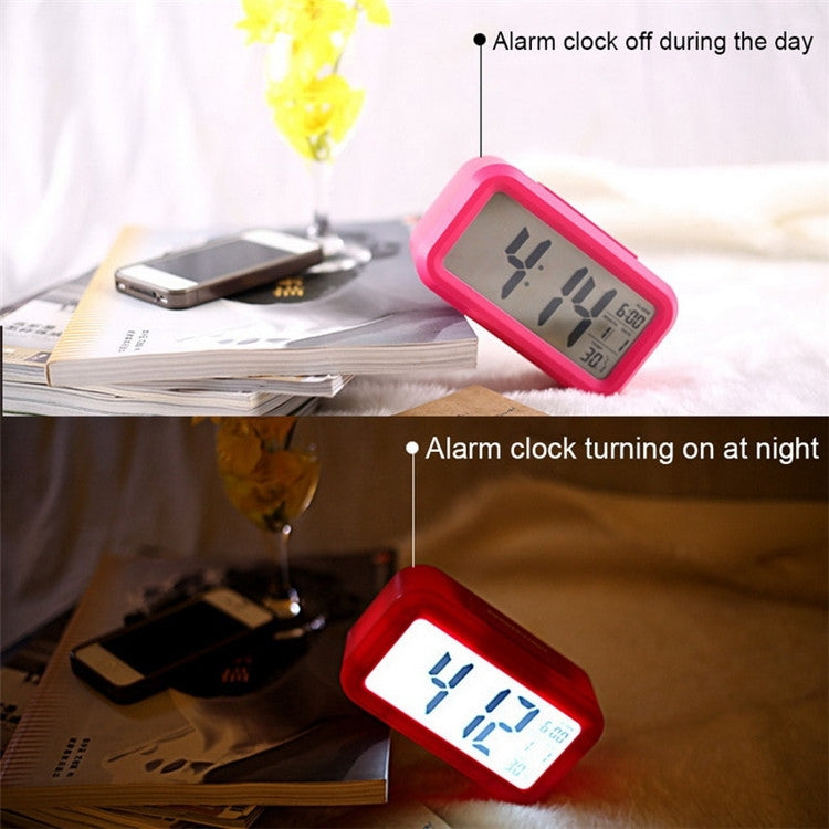 Temperature Type Lazy Snooze Alarm Mute Backlit Electronic Clock(Rose Red)