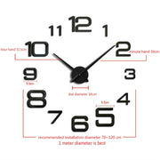 Acrylic Digital Wall Clock Home Living Room Wall Sticker Clock(Black)
