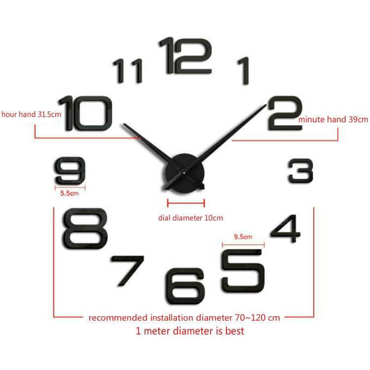 Acrylic Digital Wall Clock Home Living Room Wall Sticker Clock(Silver)