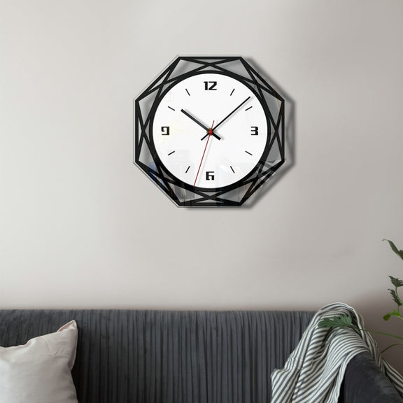 Home Decoration Acrylic Wall Clock Creative Transparent Clock(Black)