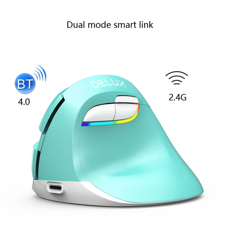 DELUX M618Mini Colorful Wireless Luminous Vertical Mouse Bluetooth Rechargeable Vertical Mouse(Elegant black)
