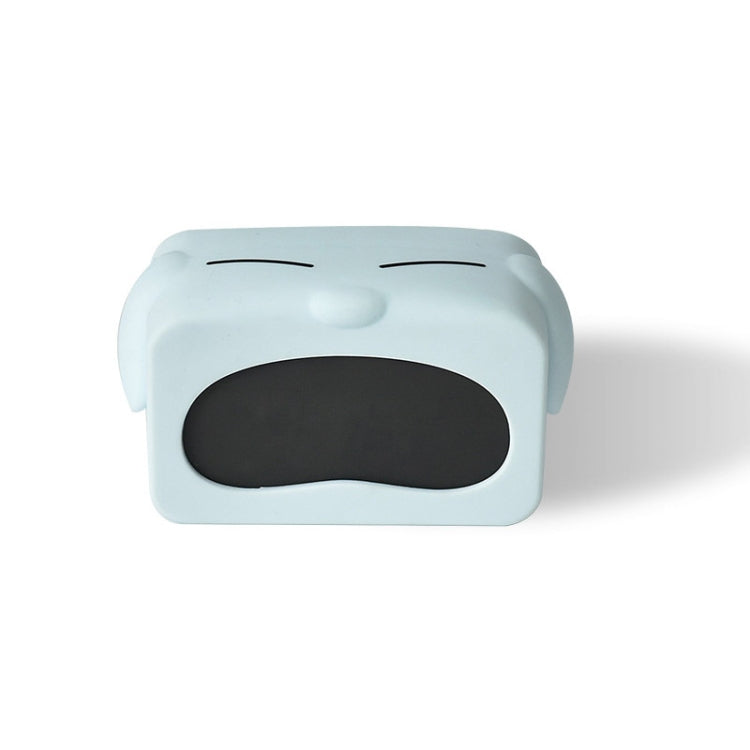 Mini Cute Cartoon Multifunctional Digital Luminous Thermometer Small Alarm Clock(Blue Dog)