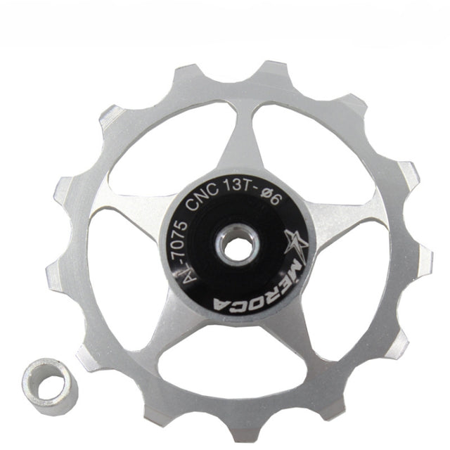 MEROCA Metal Bearings Mountain Bike Road Bike Rear Derailleur Guide Wheel 11T/13T Guide Wheel, Specification:13T, Color:Silver