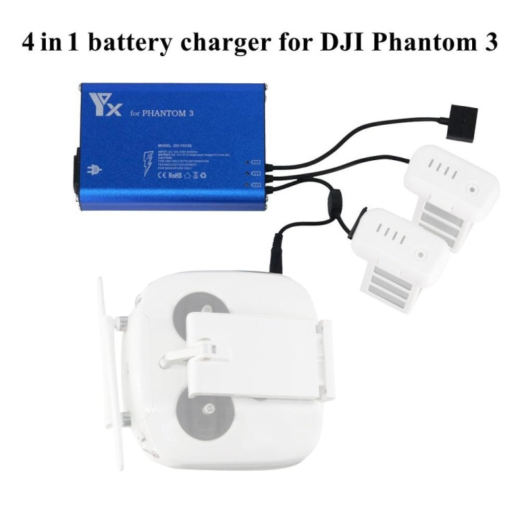 4 in 1 Parallel Power Hub Intelligent Battery Controller Charger for DJI Phantom 3 Standard SE FPV Drone, Plug Type:EU Plug