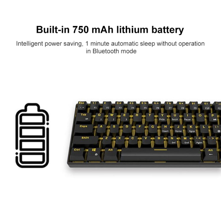 RK61 61 Keys Bluetooth / 2.4G Wireless / USB Wired Three Modes Tablet Mobile Gaming Mechanical Keyboard, Cable Length: 1.5m, Style:Green Shaft(Black)