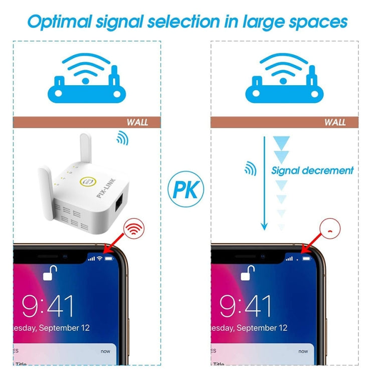 PIX-LINK WR22 300Mbps Wifi Wireless Signal Amplification Enhancement Extender, Plug Type:AU Plug(Black)