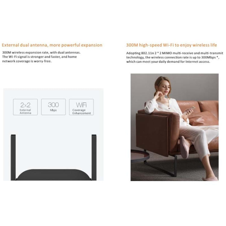PIX-LINK WR22 300Mbps Wifi Wireless Signal Amplification Enhancement Extender, Plug Type:AU Plug(Black)