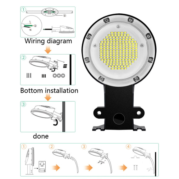 70W LED Outdoor Light Sensing IP65 Water-resistant Wall Lamp Garden Courtyard Street Light(Warm White Light)